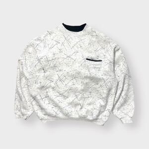 Vtg 90s Street Scenes Abstract Print Sweatshirt, Pocket Skate Geometric, AOP XL